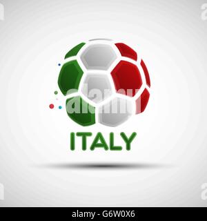 Campionato di calcio banner. Bandiera dell'Italia. Illustrazione Vettoriale astratto del pallone da calcio con i colori della nazionale italiana di bandiera Illustrazione Vettoriale