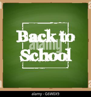 Si torna a scuola una frase scritta sulla lavagna con il gesso per la progettazione Illustrazione Vettoriale