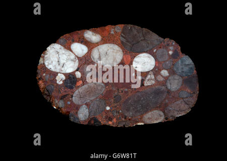 Conglomerato, Arizona, polymictic roccia sedimentaria sezione trasversale Foto Stock