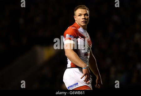 Calcio - First Utility Super League - Warrington Wolves v St Helens - Halliwell Jones Stadium. St Helens Jonny Lomax, durante la prima partita della Utility Super League all'Halliwell Jones Stadium di Warrington. Foto Stock