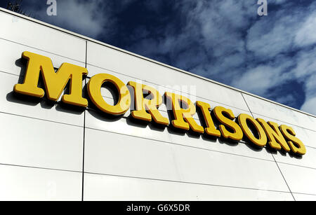 Vista generale di un cartello per il supermercato Morrisons. Vista generale di un cartello per il supermercato Morrisons Foto Stock