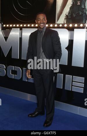 Anthony Mackie al Captain America: La premiere del soldato invernale al Vue Cinema, Shepherd's Bush Westfield, Londra Foto Stock