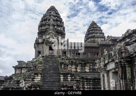 Il livello superiore di Angkor Wat tempio centrale, Siem Reap, Cambogia Foto Stock