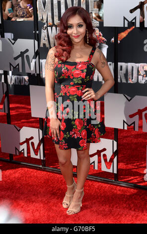 Nicole 'Snoki' Polizzi arriva al MTV Movie Awards 2014, al Nokia Theatre L.A. Live, Los Angeles. Foto Stock