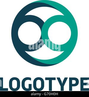 Isolate il vettore astratto logo. Colore blu logotipo. Segno d'infinito all'interno del cerchio. Illustrazione Vettoriale