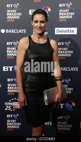 Kirsty Gallacher arriva al BT Sport Industry Awards 2014 a Battersea Evolution, Londra. Foto Stock