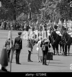 Royalty - La Regina - la sfilata delle Guardie a Cavallo, Londra Foto Stock