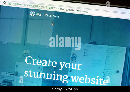 Sito web WordPress sullo schermo di un computer.WordPress è un libero e open source content management system. Foto Stock
