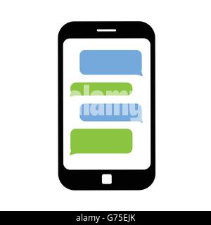 Smartphone con bolle di chat sullo schermo Illustrazione Vettoriale