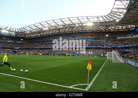 Vista panoramica di Allianz Riviera Stade de Nice stadium durante UEFA EURO 2016 gioco v Svezia Belgio Foto Stock