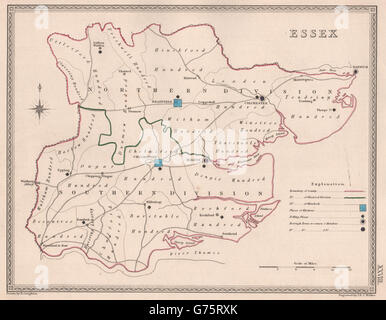 Antiquariato Essex County map da CREIGHTON/Walker. , Elettorale 1835 Foto Stock