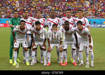 Calcio - Coppa del mondo FIFA 2014 - turno di 16 - Costa Rica v Grecia - Arena Pernambuco. Gruppo del team Costa Rica prima del lancio Foto Stock