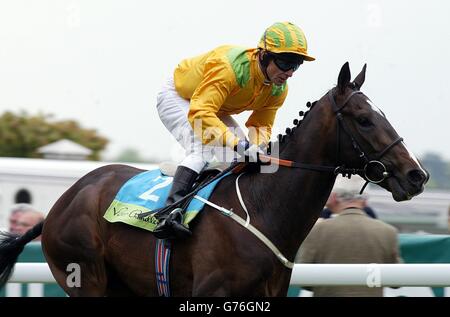 Fight Your Corner guidato da Kevin Darley vince il Victor Chandler Chester Vase all'ippodromo di Chester. Foto Stock