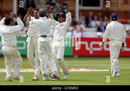 1° nPower test match - India celebrare Foto Stock