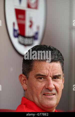 Calcio - Pre Season friendly - Crawley Town v Fulham - Broadfield Stadium. John Gregory, direttore della città di Crawley, è in linea di contatto Foto Stock