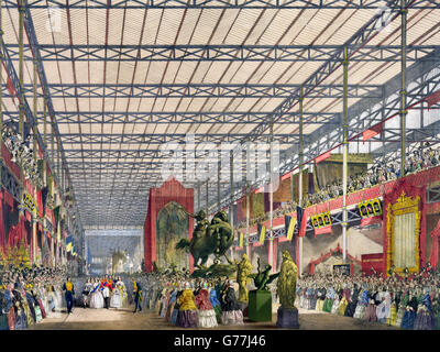 Grande Esposizione, 1851. La Navata Centrale estera presso la grande esposizione di 1851, il Crystal Palace di Londra, Regno Unito. Foto Stock