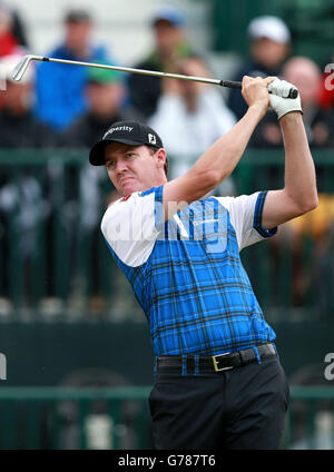 Jimmy Walker degli Stati Uniti durante il terzo giorno del campionato aperto 2014 al Royal Liverpool Golf Club, Hoylake. Foto Stock