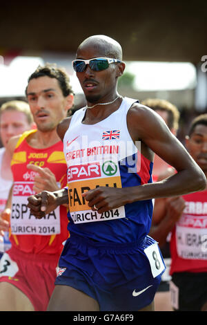 Gran Bretagna Mo Farah durante la finale maschile di 5.000 metri durante il sesto giorno dei Campionati europei di atletica 2014 allo stadio Letzigrund di Zurigo. Foto Stock