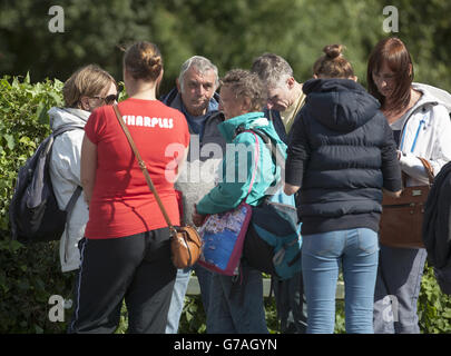 I marinai colpiti dalla tempesta in Irlanda del Nord Foto Stock