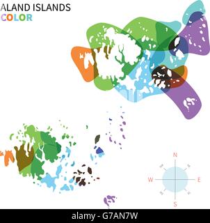 Vettore di astratta mappa colorata di Aland Islands Illustrazione Vettoriale