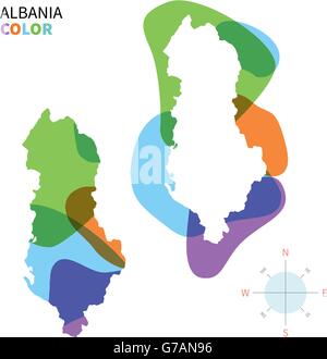 Vettore di astratta mappa colorata di Albania Illustrazione Vettoriale