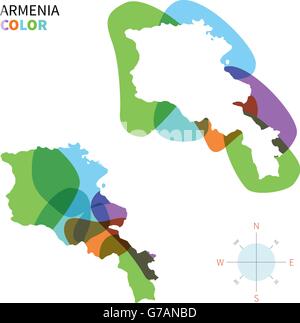 Vettore di astratta mappa a colori di Armenia Illustrazione Vettoriale