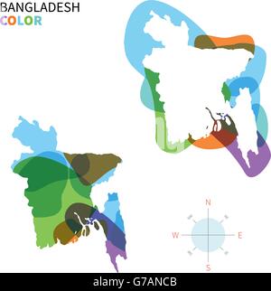 Vettore di astratta mappa a colori del Bangladesh Illustrazione Vettoriale