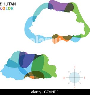 Vettore di astratta mappa a colori del Bhutan Illustrazione Vettoriale