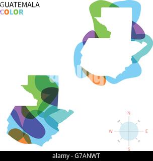 Vettore di astratta mappa a colori del Guatemala Illustrazione Vettoriale