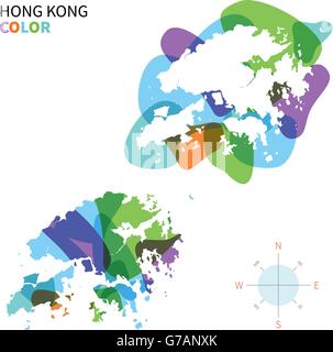 Vettore di astratta mappa a colori di Hong Kong Illustrazione Vettoriale