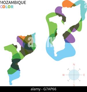 Vettore di astratta mappa a colori del Mozambico Illustrazione Vettoriale