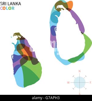 Vettore di astratta mappa colore dello Sri Lanka Illustrazione Vettoriale