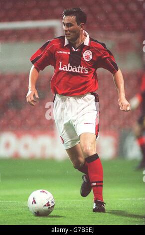 Pontins League Calcio ... Nottingham Forest Reserves / Sheffield Wednesday Reserves. Steve Chettle, Nottingham Forest Reserves Foto Stock