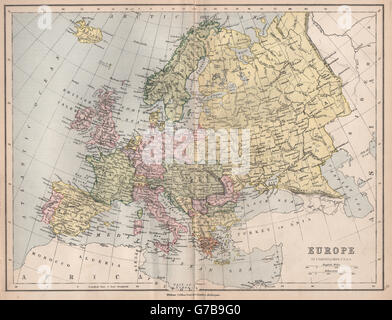 Europa dopo il congresso/trattato di Berlino. La Prussia. Bartolomeo, 1878 Mappa antichi Foto Stock