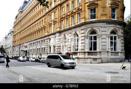 Foto d'inventario del Corinthia Hotel, a Whitehall Place, nel centro di Londra. Foto Stock
