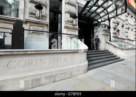 Foto d'inventario del Corinthia Hotel, a Whitehall Place, nel centro di Londra. Foto Stock