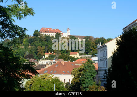 Il castello di Špilberk, Brno (Brünn), Repubblica Ceca Jihomoravsky, Südmähren, Moravia del Sud, Foto Stock