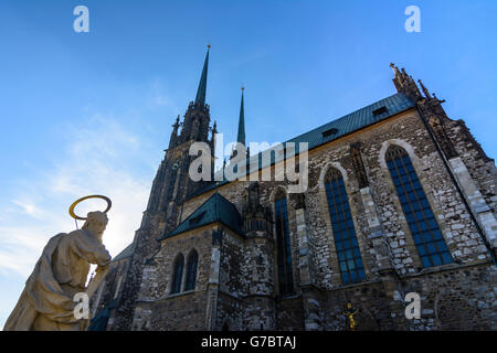 Cattedrale di San Pietro e Paolo, Brno (Brünn), Repubblica Ceca Jihomoravsky, Südmähren, Moravia del Sud, Foto Stock