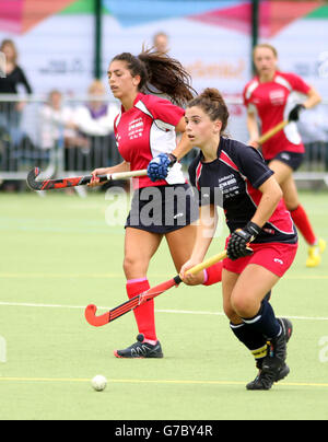 Sainsbury's 2014 School Games - 4 settembre 2014: England Red Girls Against England Blue Girls in the Hockey durante i Sainsbury's 2014 School Games, tenutosi presso l'Armitage Site di Manchester Foto Stock