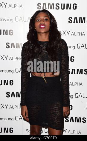 Samsung Galaxy Alpha lancia festa - Londra. Lulu James partecipa alla festa di lancio del Samsung Galaxy Alpha alla Collezione di Londra. Foto Stock