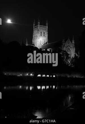 Cattedrale di Worcester - Stock Shots. Worcester Cathedral Shot in monocromo Foto Stock