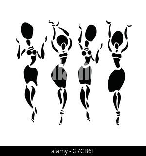 Ballerini africani silhouette set. Illustrazione Vettoriale