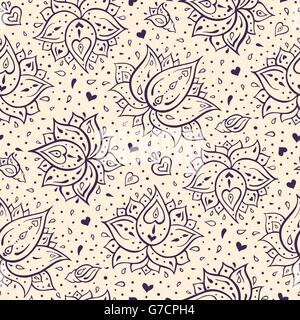 Paisley disegnati a mano modello senza giunture. Illustrazione Vettoriale