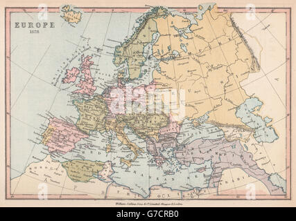 L'Europa 1878". Dopo che il Congresso/Trattato di Berlino. Bartolomeo, 1878 Mappa antichi Foto Stock