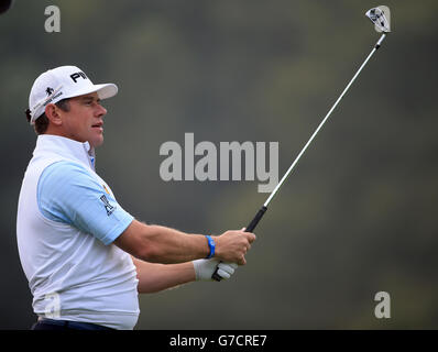 Golf - 2014 ISP Handa Welsh Open - Day One - Celtic Manor. Lee Westwood in Inghilterra durante il giorno uno dei 2014 ISP Handa Welsh Open a Celtic Manor, Newport. Foto Stock