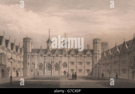 La seconda corte, ST. JOHN'S College di Cambridge. LE KEUX, antica stampa 1841 Foto Stock