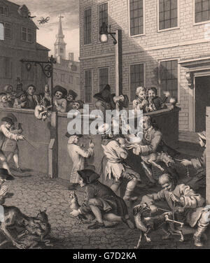 Le quattro fasi di crudeltà. " Prima fase di crudeltà'. William Hogarth, 1833 Foto Stock