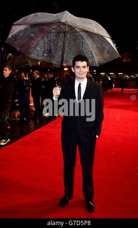 'Whiplash' Premiere - Londra. Damien Chazelle partecipa alla prima del nuovo film Whiplash al cinema Odeon di Londra. Foto Stock