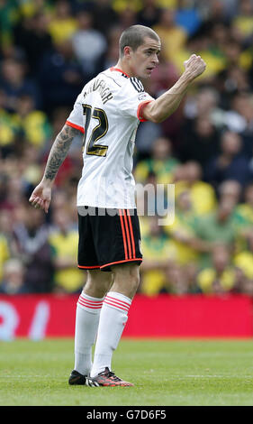 Calcio - Sky Bet Championship - Fulham / Norwich City - Craven Cottage. Fulham's Sean Kavanagh celebra il traguardo di apertura durante la partita del campionato Sky Bet al Craven Cottage di Londra. Foto Stock