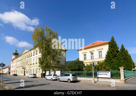 Museo del ghetto ( a destra), Terezín (Theresienstadt), Repubblica Ceca Ustecky, Aussiger Regione Usti nad Labem regione, Foto Stock